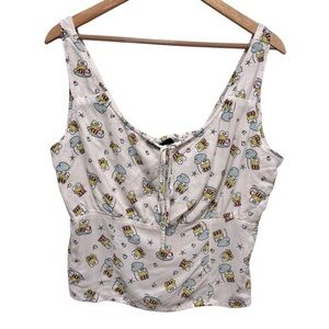 KEROPI By Sanrio Milkmaid Blouse Top Smocked Back In Cream Size XL